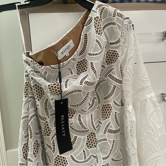 Elliott Descend One Shoulder Dress Lace Bride Ivory White - Picture 5 of 7